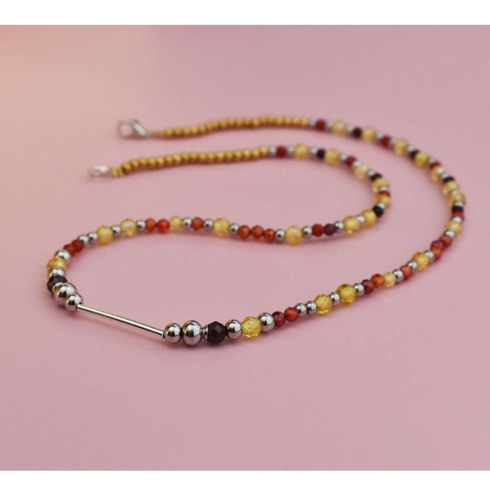Colorful multi stone bar necklace, unusual tiny gemstone crystal choker handmade